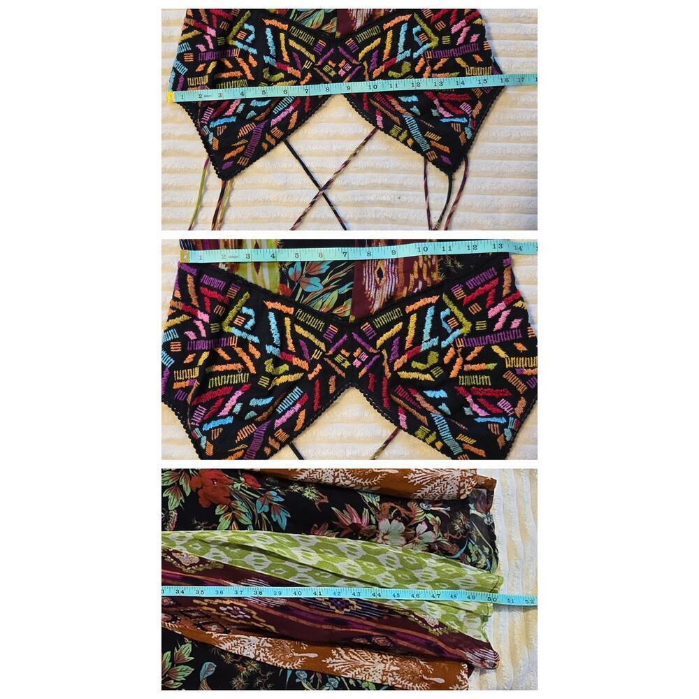 Anthropologie Multi Print V Neck Embroidered Geometric Maxi Dress - Picture 13 of 14